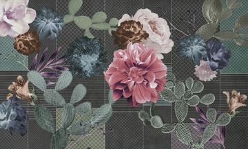 DESERT COLLAGE WPN 121 - Panoramic wallpaper with floral pattern by Spaghetti Wall - view 3